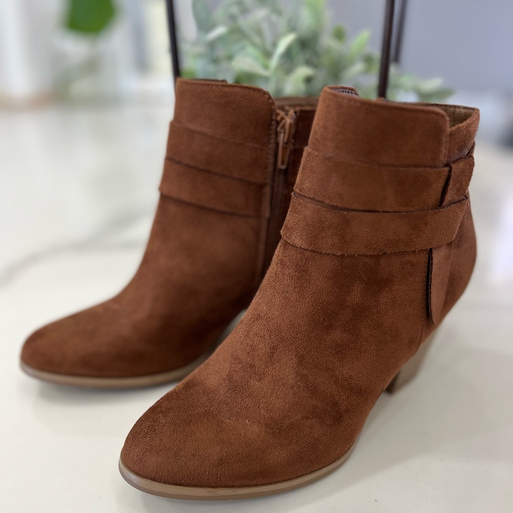 Faux suede ankle boots